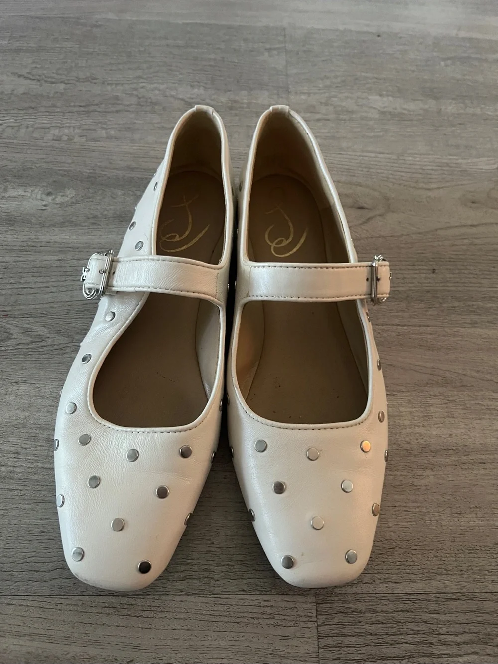 Sam Edelman White Studded Mary Jane Flats